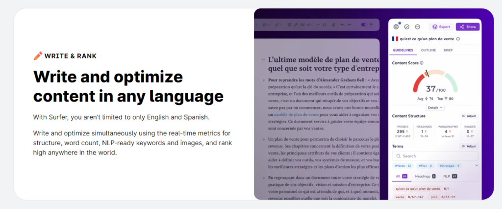 surferseo Content Writing Capabilities