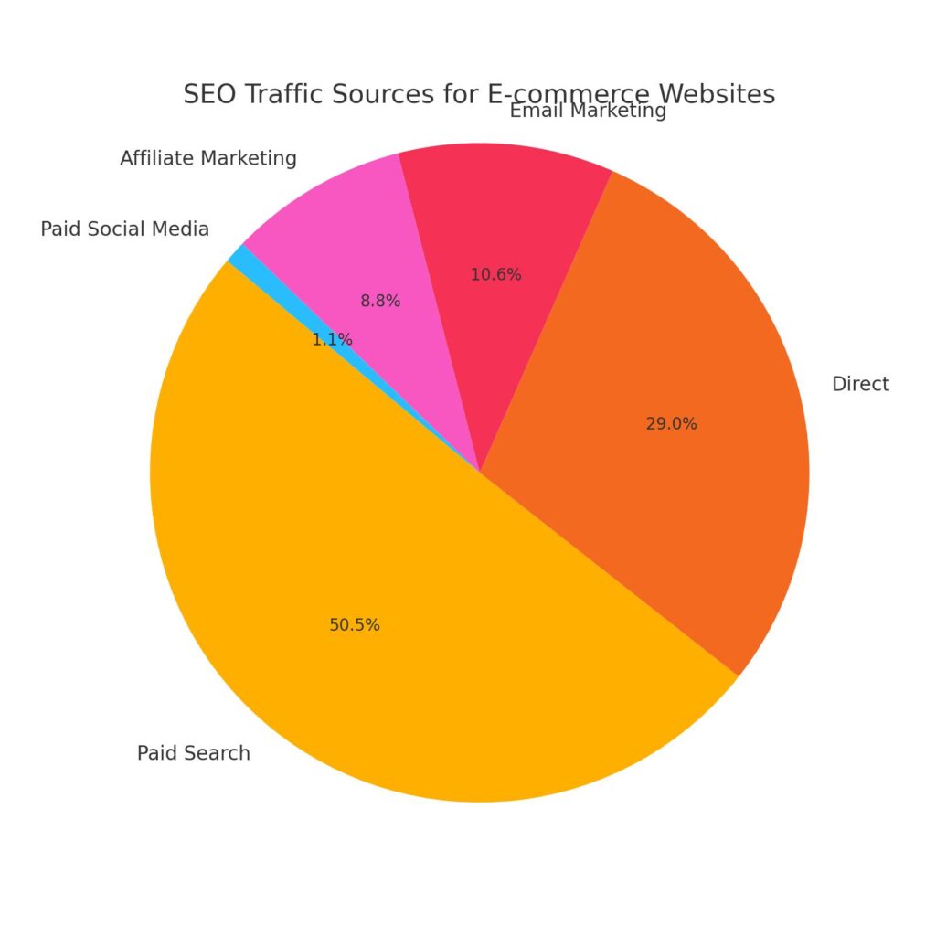 pie chart that shows the distribution of traffic sources.